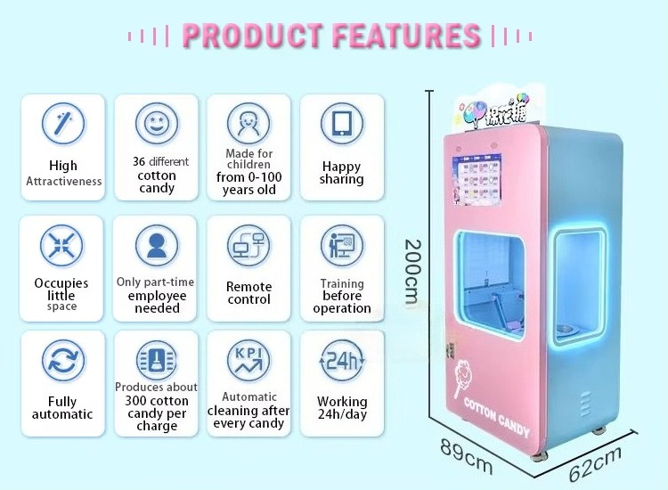 Dış Mekan Tam Otomatik Pamuk Ş - Candy Vending Machine incelemesi ve fiyatı